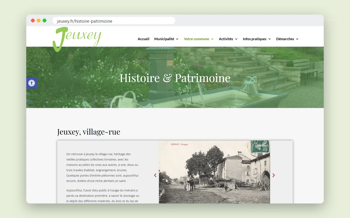Site internet de la commune de Jeuxey, sur ordinateur et téléphone