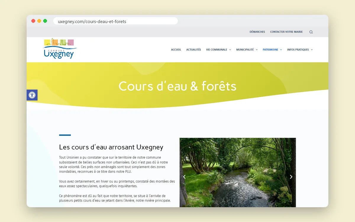 Site internet de la commune de Uxegney, sur ordinateur et téléphone